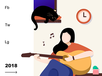 Girl and cat illustration ui web