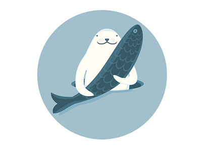 Seal That Keeps The Fish animal cartoon fish illustration sea seal vector