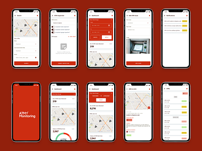 ATM Monitoring & Incidence Reporting App atm design dispensing machine mobile ui money ui ui design uiux ux