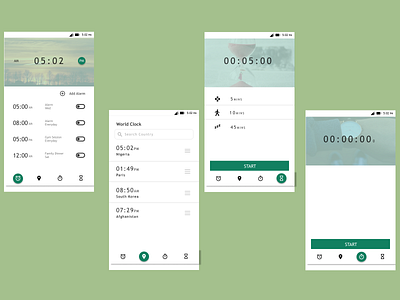 Clock Mockup alarm app clock design mobile ui time timer ui