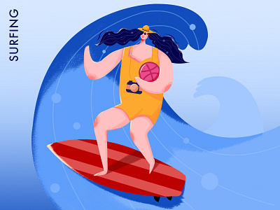 surf on the Dribbble design illustration