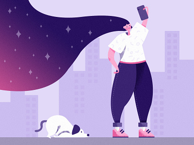 Do girls love to take selfies? design illustration