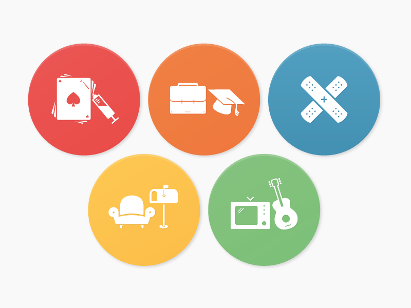 Icons for different life aspects by Yannick Pulver on Dribbble