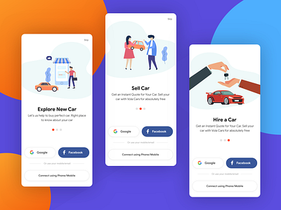 Vola Cars Onboarding android app androidappdesign app design automobile car app design flatdesign illustration ios design ui