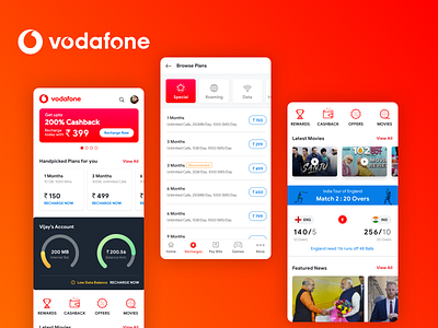 Vodafone Redesign Concept android app androidappdesign app design bill payment flatdesign ui vodafone vodafone india vodafone red