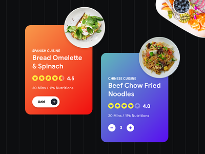 Food Cards Exploration food drink food app food app ui food cards food order food recipe