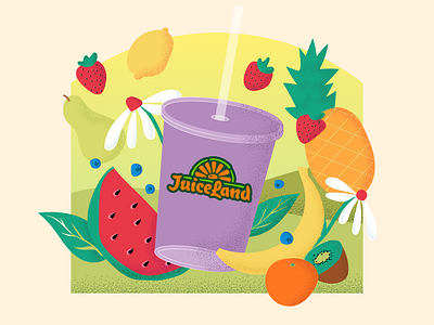 Juiceland Illustration austin austin texas collage fruit illustration juice juice bar juiceland playful refreshing smoothie summer vector vectorart