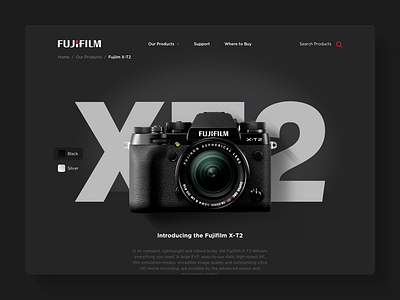 X T2 camera ecommerce fujifilm interface product page ui web
