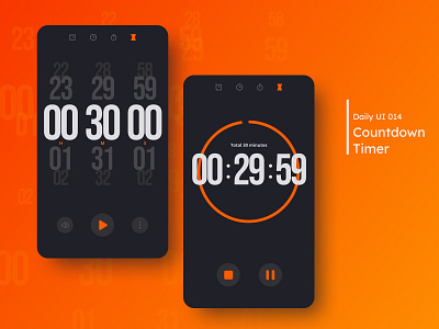 Daily UI - Countdown Timer 014 app black and orange clean clean ui color countdown countdown timer daily 100 challenge dailyui dailyuichallenge design flat mobile mobile ui orange timer ui ux