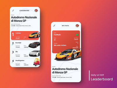 Daily UI - Leaderboard 019 app car cars colorfull daily 100 challenge dailyui dailyuichallenge design flat leader leaderboard mobile position race ui