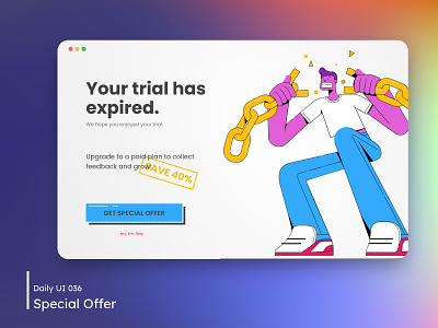 Daily UI - Special Offer 036 colorfull daily 100 challenge dailyui dailyuichallenge design desktop expired illustration offer special offer trial ui upgrade