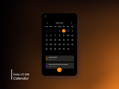 Daily UI - Calendar 038 calendar daily 100 challenge dailyui dailyuichallenge dark ui design mobile mobile ui ui