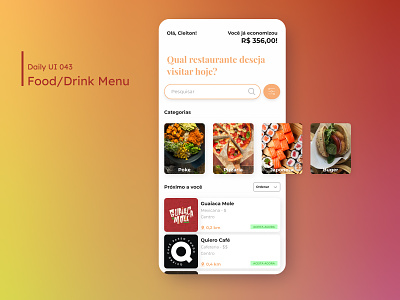 Daily UI - Food/Drink Menu 043 daily 100 challenge dailyui dailyuichallenge design drink food food app lunch menu mobile mobile ui ui