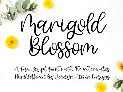 Marigold Blossom, Hand Lettered Script Font