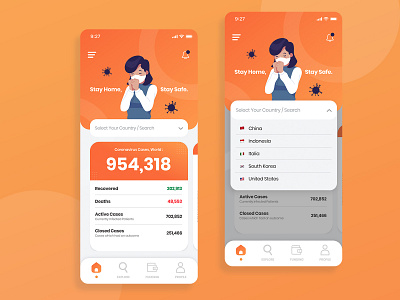 Covid19 Corona Virus Pandemic Live Cases Mobile App app clean design flat interaction mobile mobile design ui ui design ux