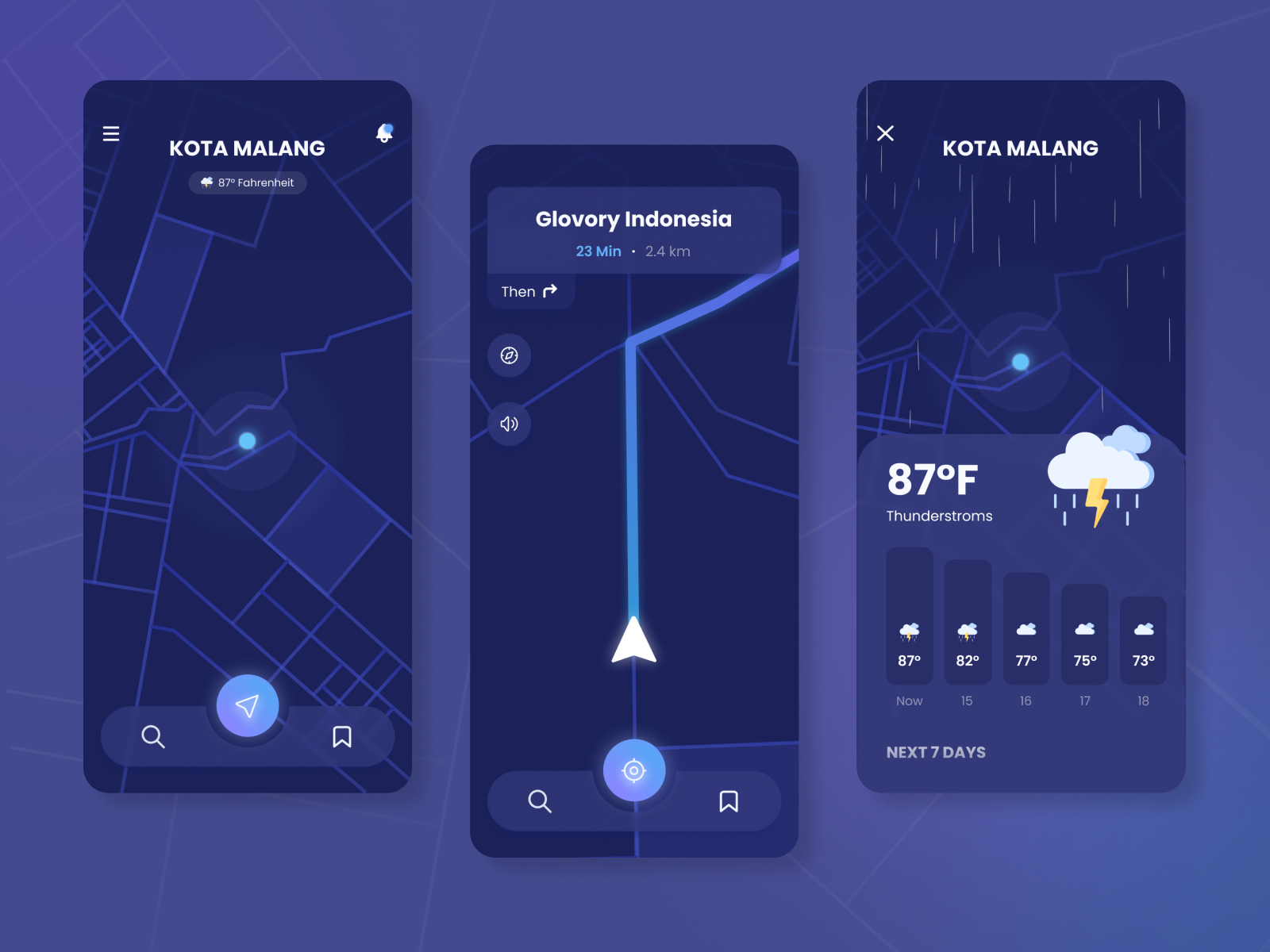 Navigation Map App Design Dark Mode by Syahdan Hidayat on Dribbble