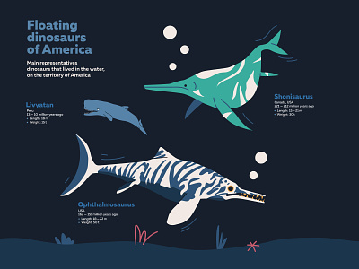 Floating dinosaurs of America 2d art character design design illustration infographic nature ui vector vector design