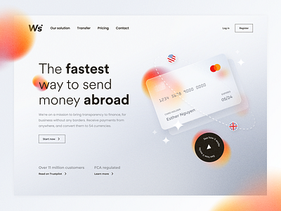 Ws - Money transfer website gradient graphic design minimal ui