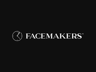 Facemakers branding black branding clock design flat flatdesign font gray icon logo minimal pen serif time typography vector