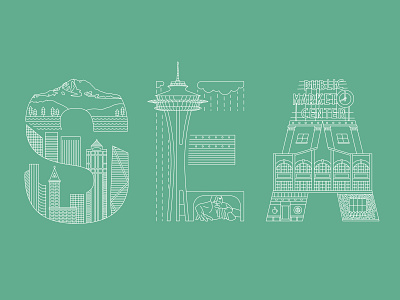 Seattle Airport Code branding design flat graphic design icon illustration illustrator lettering travel typography vector
