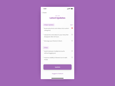 In-app updates notification africa app concept dailyui design feedback ghana like mobile app purple ui uidesign update
