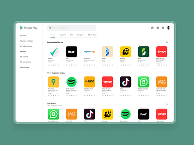 A redesign of Google Playstore (Web app)