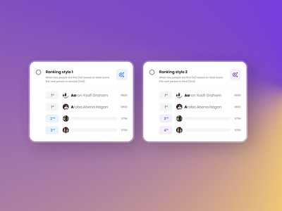 Ranking options - UI component components design ranking schoool students ui uidesign