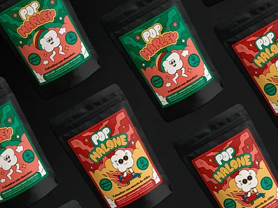 POP MALONE & POP MARLEY branding branding design cannabis lettering lettering logo popcorn snack thc weed