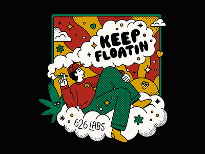 KEEP FLOATIN cannabis cannabis design cloud dude flower happy thc tshirt tshirtdesign weed