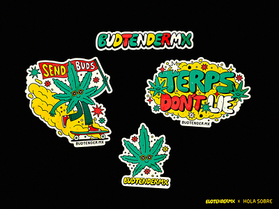 BUDTENDERMX X HOLASOBRE mexicanartist stickers weed