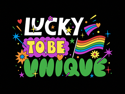 LUCKY TO BE UNIQUE / LUCKY STRIKE illustration lettering luckystrike mexico city pride