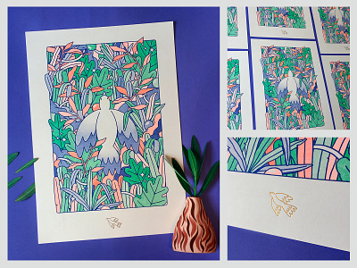 SIEMPRE LIBRE bird flowers mexico city risograph risoprint