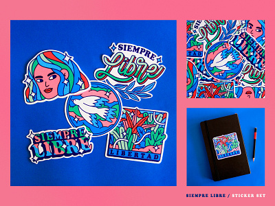 SIEMPRE LIBRE / STICKER SET mexico city sticker design stickers