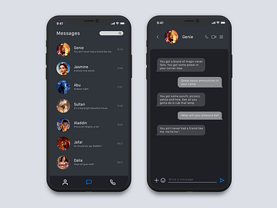 daily ui 013 - direct messaging 013 app black chats dailyui dailyui013 dailyuichallenge design message message app messages ui