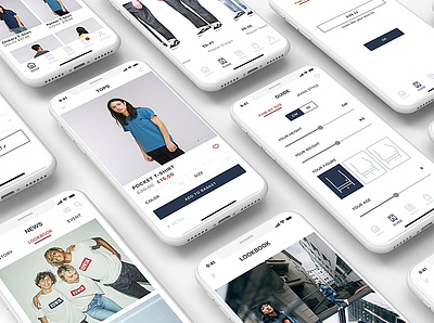 Shopping App app app design banding blue brand denim fashion fashion app japan jeans shopping shopping app shopping bag shopping cart ui uidesign uiux uiuxdesign uxdesign white