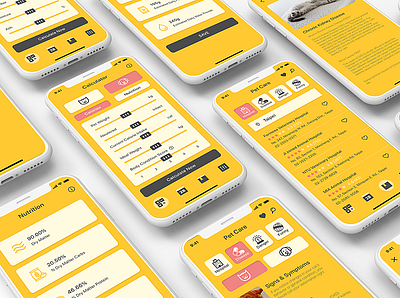 Pet Secretary app appdesign calculate calculator cat cats color colorful colors dog dogs pet pets pink ui uidesign uiux ux uxdesign yello