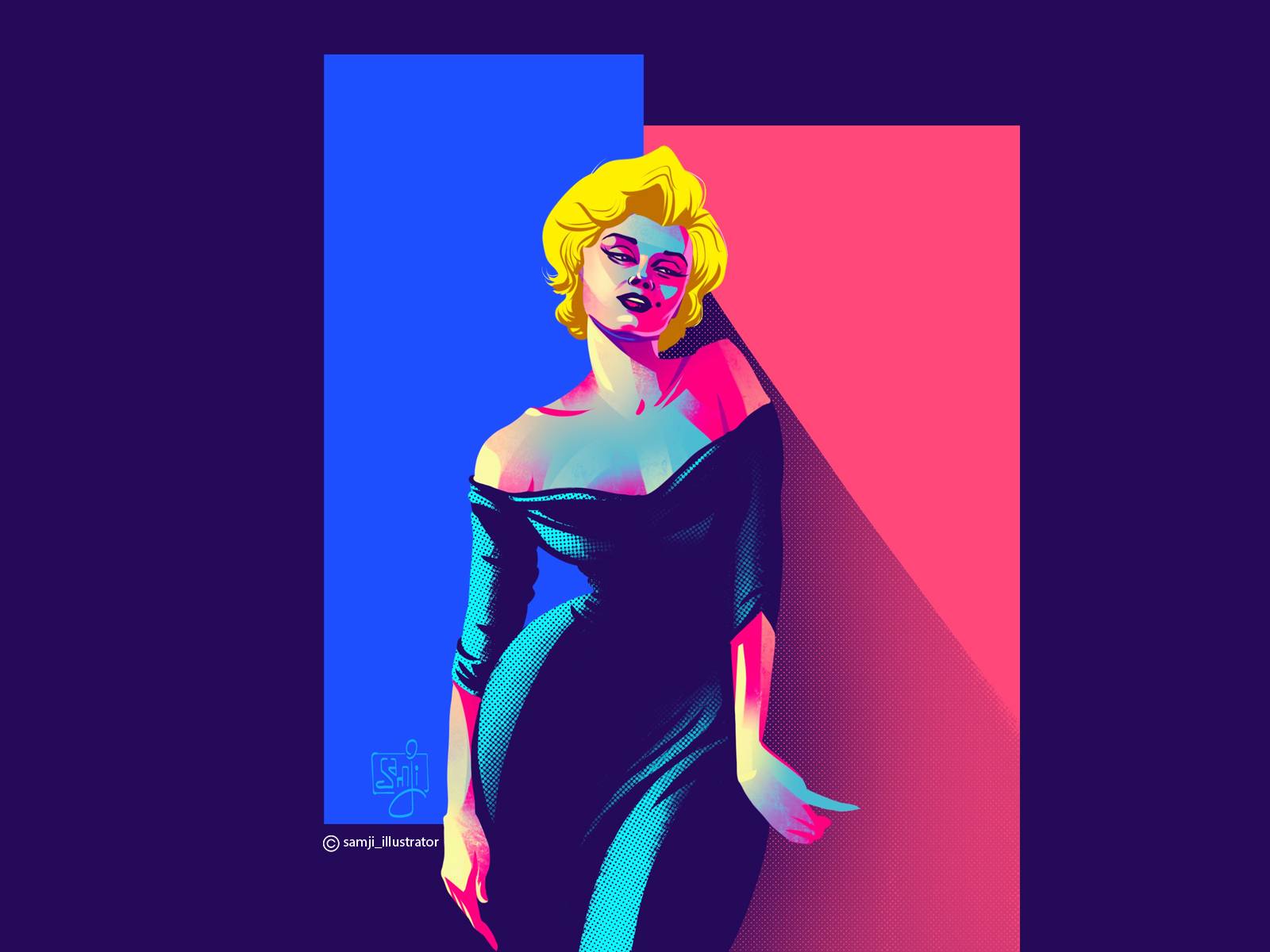 Marilyn Monroe character design editorial art editorial illustration flag design freelance illustrator girl illustration illustrator marilyn monroe procreate vector illustration women