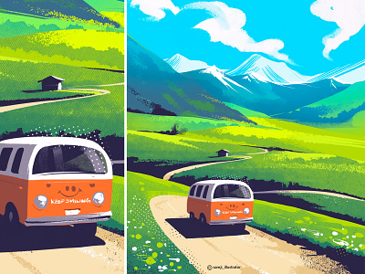 Italian Alps editorial illustration flag design illustration illustrator landscape landscape illustration mountain nature illustration procreate smile van