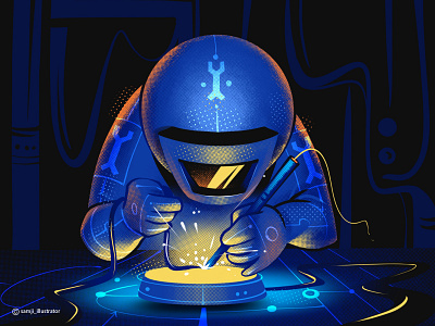 Infrastructure_Team astronout character design engineering freelance illustrator illustration art procreate spaceman