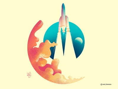Ariane 5 editorial art flat illustration illustration illustrator rocket space vector illustration