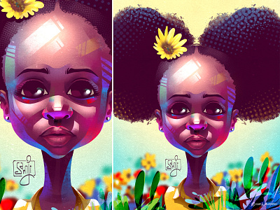Portrait illustration african character design girl illustration illustrator kid portrait portrait illustration procreate samji illustrator