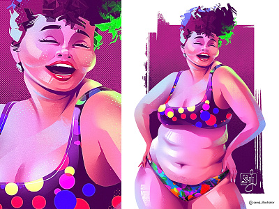 A Happy Soul body positive character design freelance illustrator girl illustration illustrator procreate samji illustrator woman