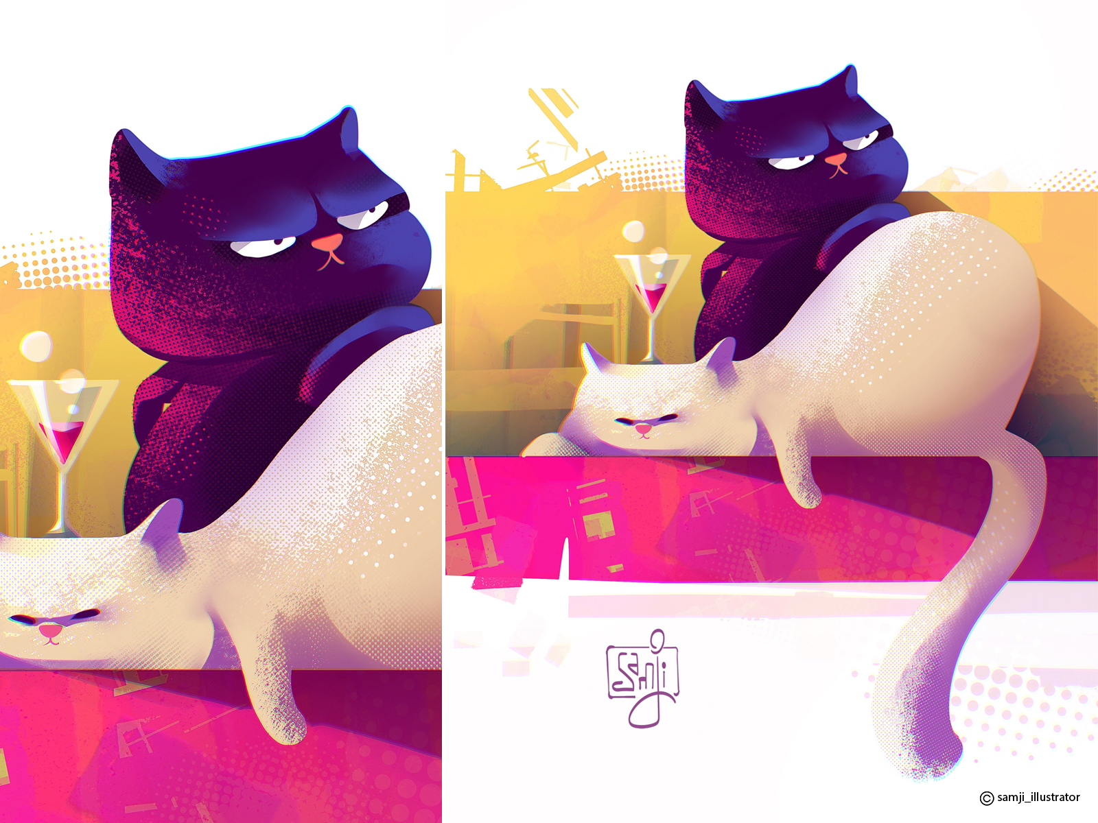 Happyyyy new year my lovely hooomans!!!🖤 2023 black cat cat character design cute freelance illustrator kitty new year procreate samji illustrator