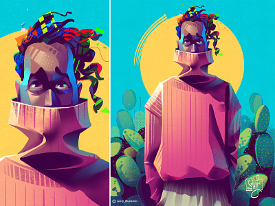 Prickly pear cactus character design digital illustration freelance illustrator human illustration illustrator procreate samji illustrator