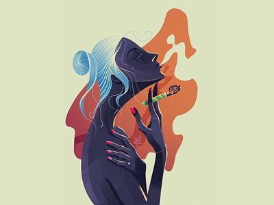 Smoking kills alright, but how about fantasizing about smoking? debut debuts debutshot design editorial art editorial illustration flag design illustration illustrator party peace procreate smoker vector women