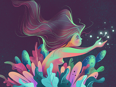 The Magical Abyss childrens illustration concept art design editorial illustration flag design girl illustration illustrator magic mermaid women