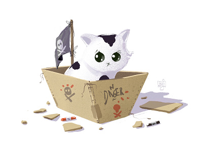 Kitty🥺 cat digital illustration illustration illustrator kitty pirate ship sad texture brushes