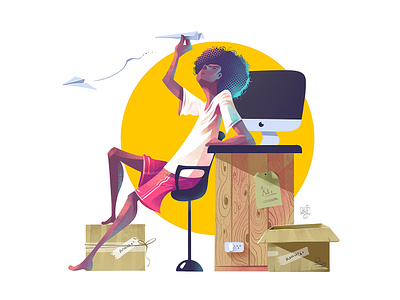 Character Illustration afro boy character design character illustration illustration illustrator imac paper plane workspace
