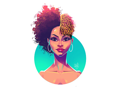 Curly afro character design curly hair illustration illustrator portrait illustration procreate woman woman portrait