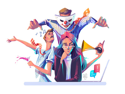 Annoying Colleagues character design editorial art editorial illustration flag design illustration illustrator magazine illustration women